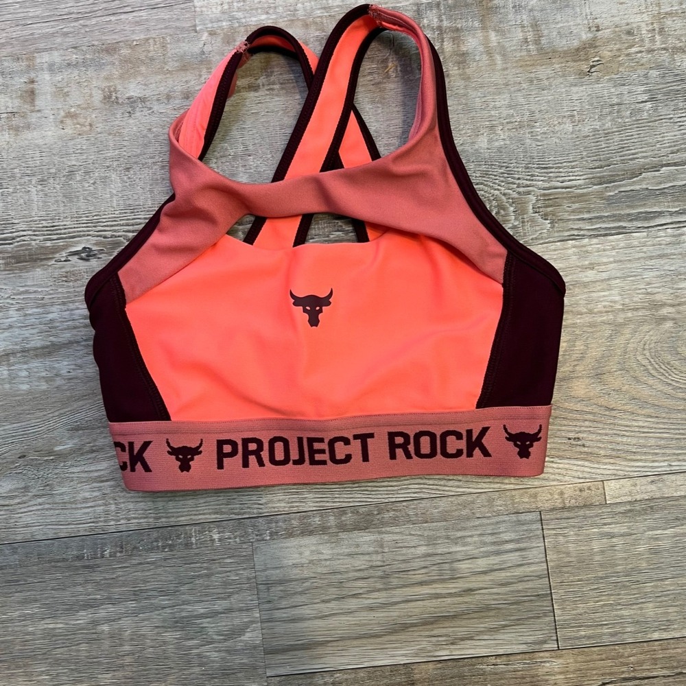 Under Armour Womens Sports Bra Project‎ Rock Crossback Neon Orange XS